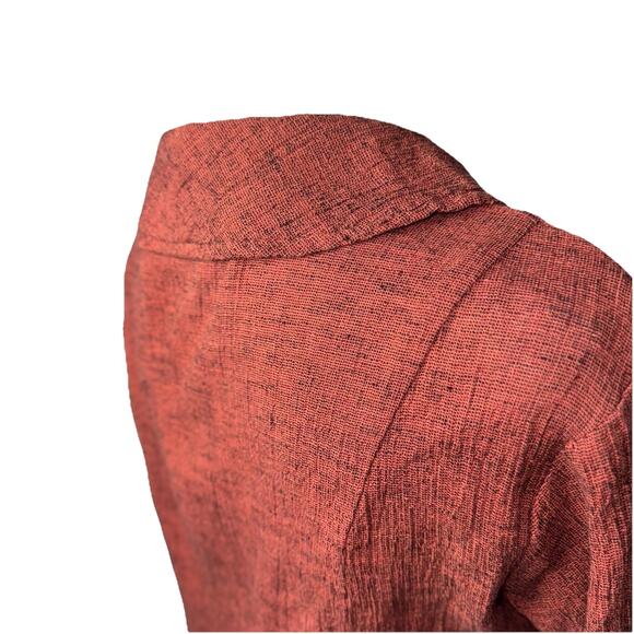 FLAX Cardigan Jacket Petite SM Rust Orange Woven Long Sleeve Button Career Work - Picture 5 of 8